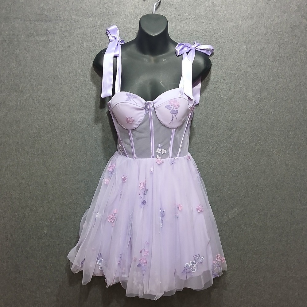 City Vibes 3 tulle mini dress embroidered floral butterfly fairy ethereal